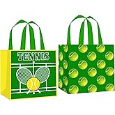 C L cooper life 12pcs Tennis Party Gift Treat Bags with Handles Tennis Theme Non-Woven Grocery Shopping Bags for Sports Birthday Party Tennis Events Baby Shower Supplies