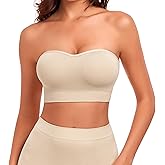 SIMIYA Wireless Strapless Bras for Women Push Up Bandeau Bra Non Slip Seamless Padded Bralette Clear Straps Tube Top Bra