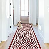Ileading Christmas Hallway Runner Rug 2x6ft, Durable Xmas Welcome Indoor Doormat Mat Non Slip Kitchen Floor Mats with Rubber Backing, Machine Washable Red Winter Holiday Decor Entryway Carpet