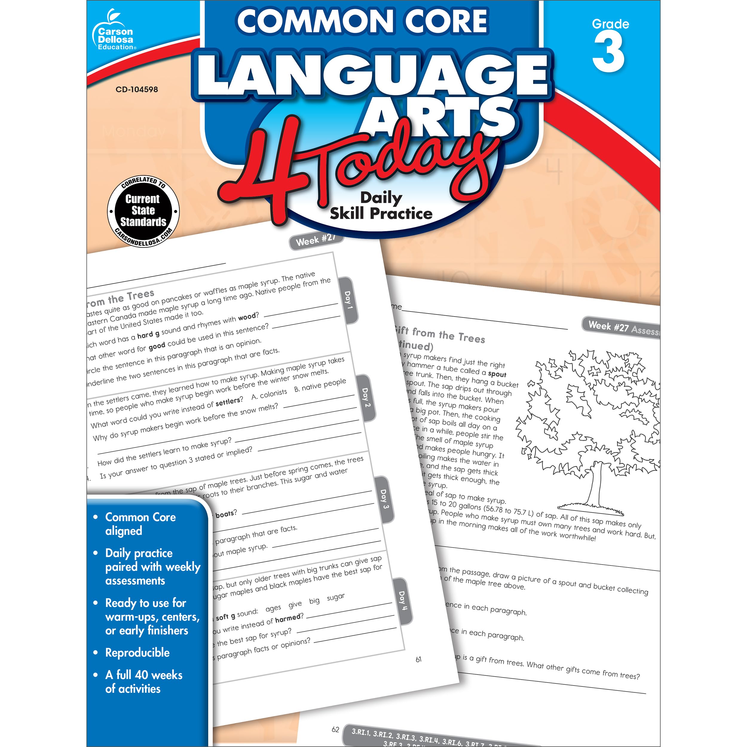 Common Core Language Arts 4 Today, Grade 3: Daily Skill Practice Volume 3 (Common Core 4 Today)