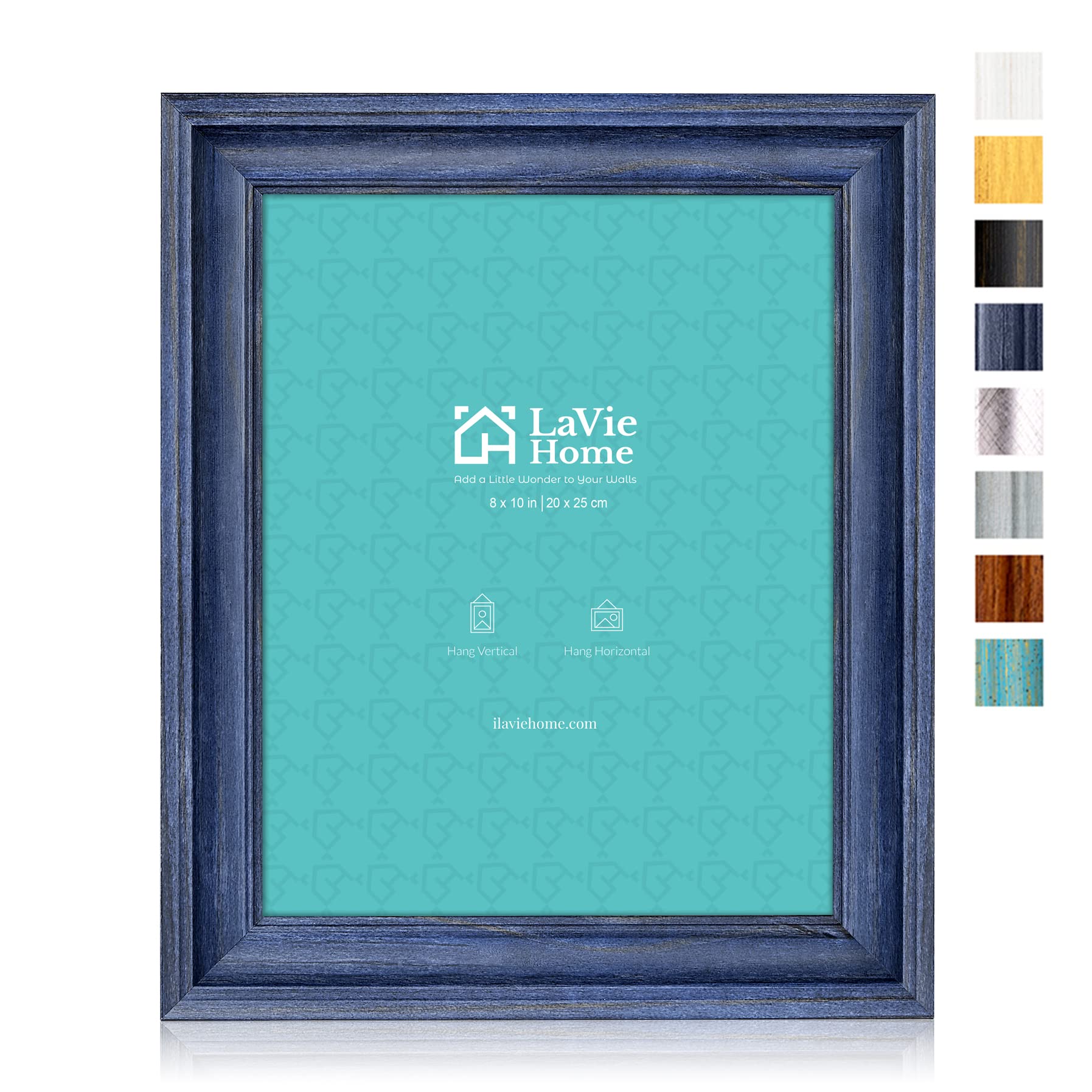 Photo 1 of LaVie Home 8x10 Picture Frames (1 Pack, Blue) Rustic Photo Frame Set with Tempered Glass for Wall Mount & Table Top Display