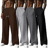 Neer 4 Pack Men's Lightweight Sweatpants Athletic Wide Leg Drawstring Open Bottom Pants Baggy Joggers Lounge with Pockets