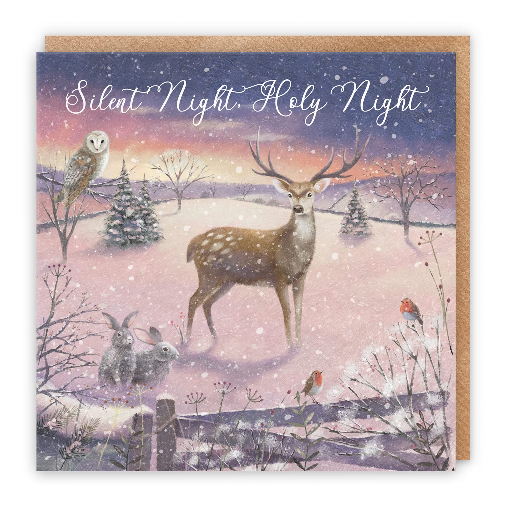 Hunts England - Individual Christian Religious Christmas Card - Silent Night Holy Night - 'The Stag' - Christmas Carol - May God Bless You At Christmas Time And Always