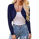 Totatuit Women's Long Sleeve Cropped Cardigan Open Front Bolero Shrugs for Dresses Fall Knit Crochet Cardigan