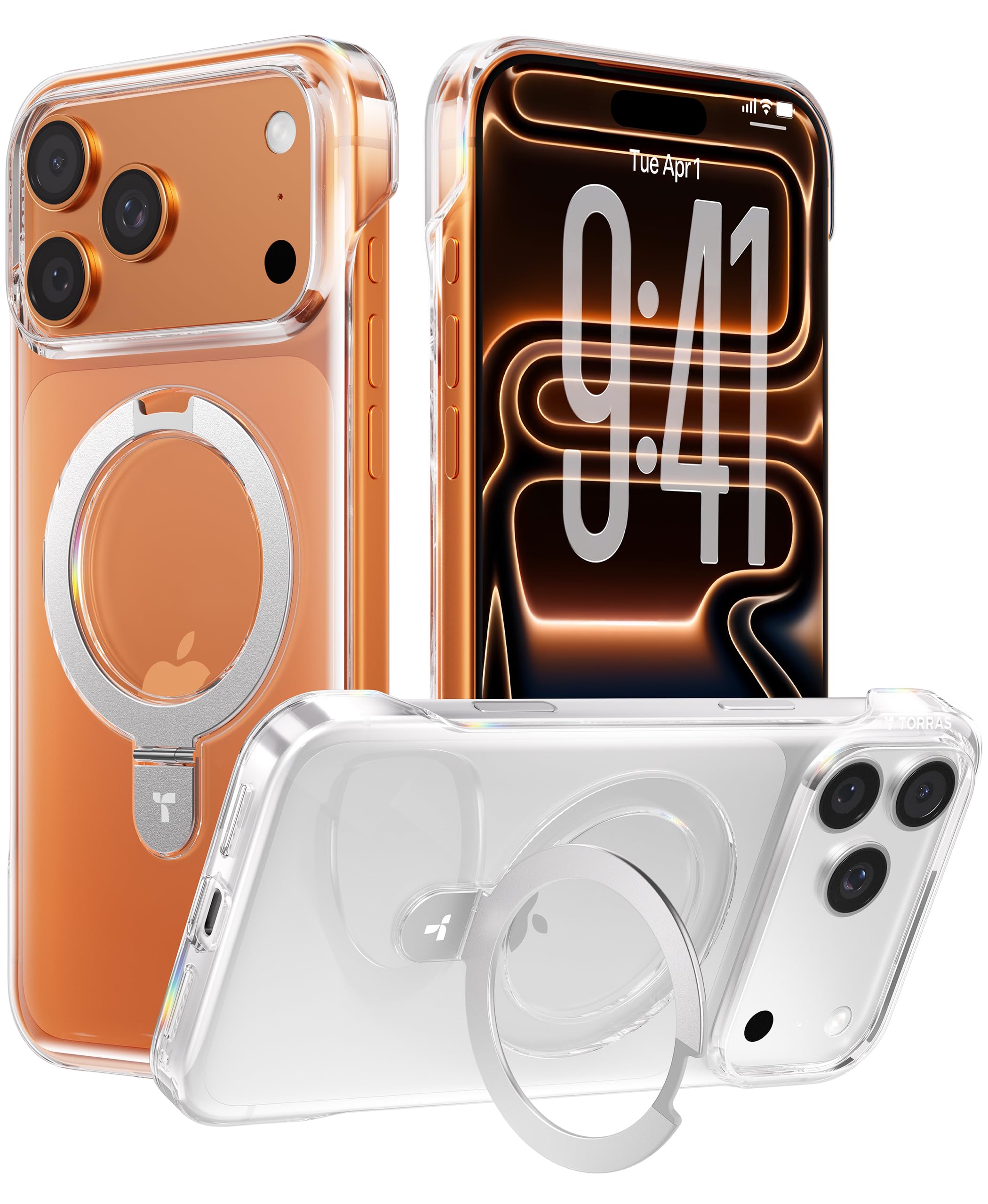 Photo 1 of TORRAS Ostand Ultra Slim for iPhone 17 Pro Case Clear 6.3'', [Non Yellowing] Magnetic Stand [Fit for MagSafe], Frameless with Thin Minimalist Case for iPhone 17 Pro Phone Case, Hard, Transparent