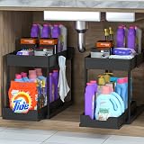 DEKAVA Under Sink Storage 2 Pack 2 Tier Sliding Organiser Black view 4