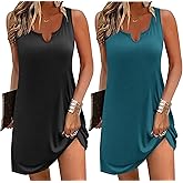 Ekouaer Nightgowns for Women 2 Pack Tank Night Gown Sleeveless Sleep Shirt V Neck Chemise Soft Night Shirt Ladies Sleep Dress