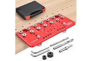 HONTAITUO Shelf Pin Jig and Hinge Jig Two-in-One,1/4 Inch and 5mm Shelf Pin Drilling Jig,Self-contained Clamping Function Shelf Jig and Cabinet Hardware Jig Tool Drill Guide