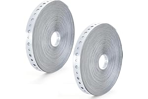 Hedume 2 Pack Galvanized Metal Pipe Strap, 3/4 Inch x 100 Feet 24 Gauge Metal Strapping with Holes, Bendable Plumbers Pipe Ha