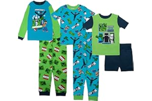 Minecraft boys 6-piece Snug-fit Cotton Pajama Set, Soft & Cute for Kids