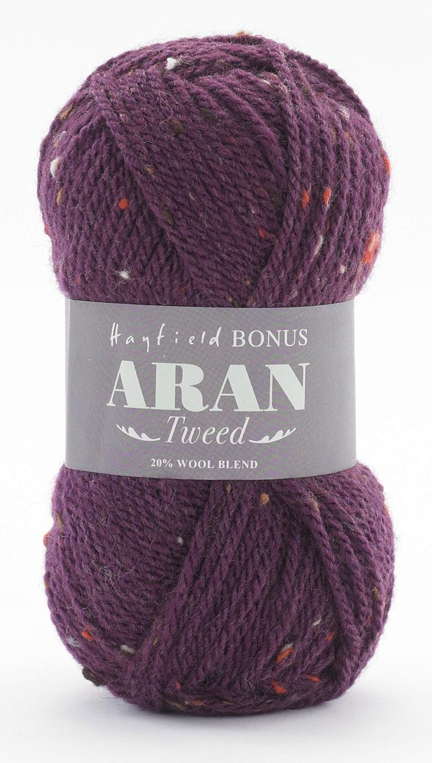 Hayfield Bonus Aran Tweed with Wool 400g 663 Plum Amazon.co.uk