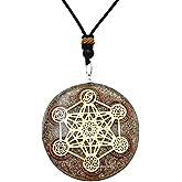 Amazing Gemstone Orgone Pendant with Copper Shavings and Chakra Metatron Cube - Metal Healing Pendant Necklace for Women Men