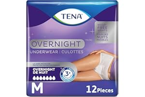 TENA Incontinence Underwear, Overnight Absorbency, Medium, 12 Count, white