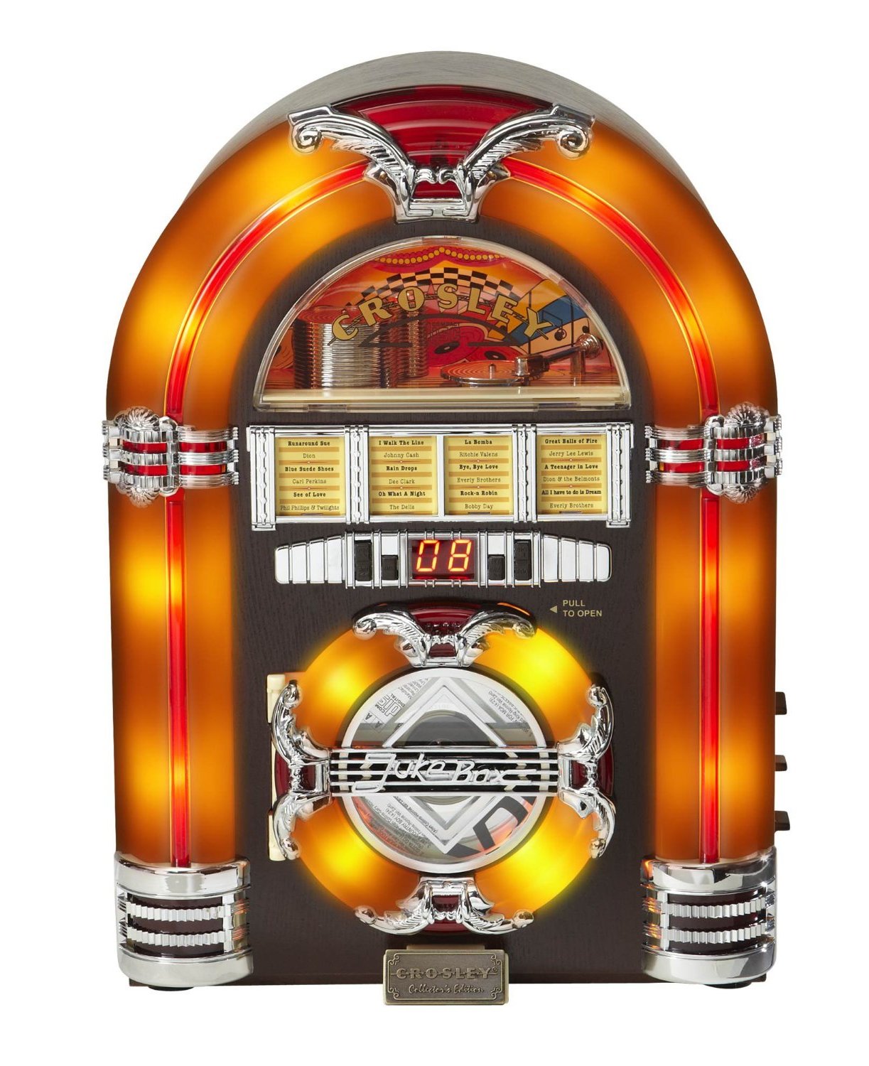 Crosley CR11CD Jukebox CD Player With Authentic Neon Lighting on