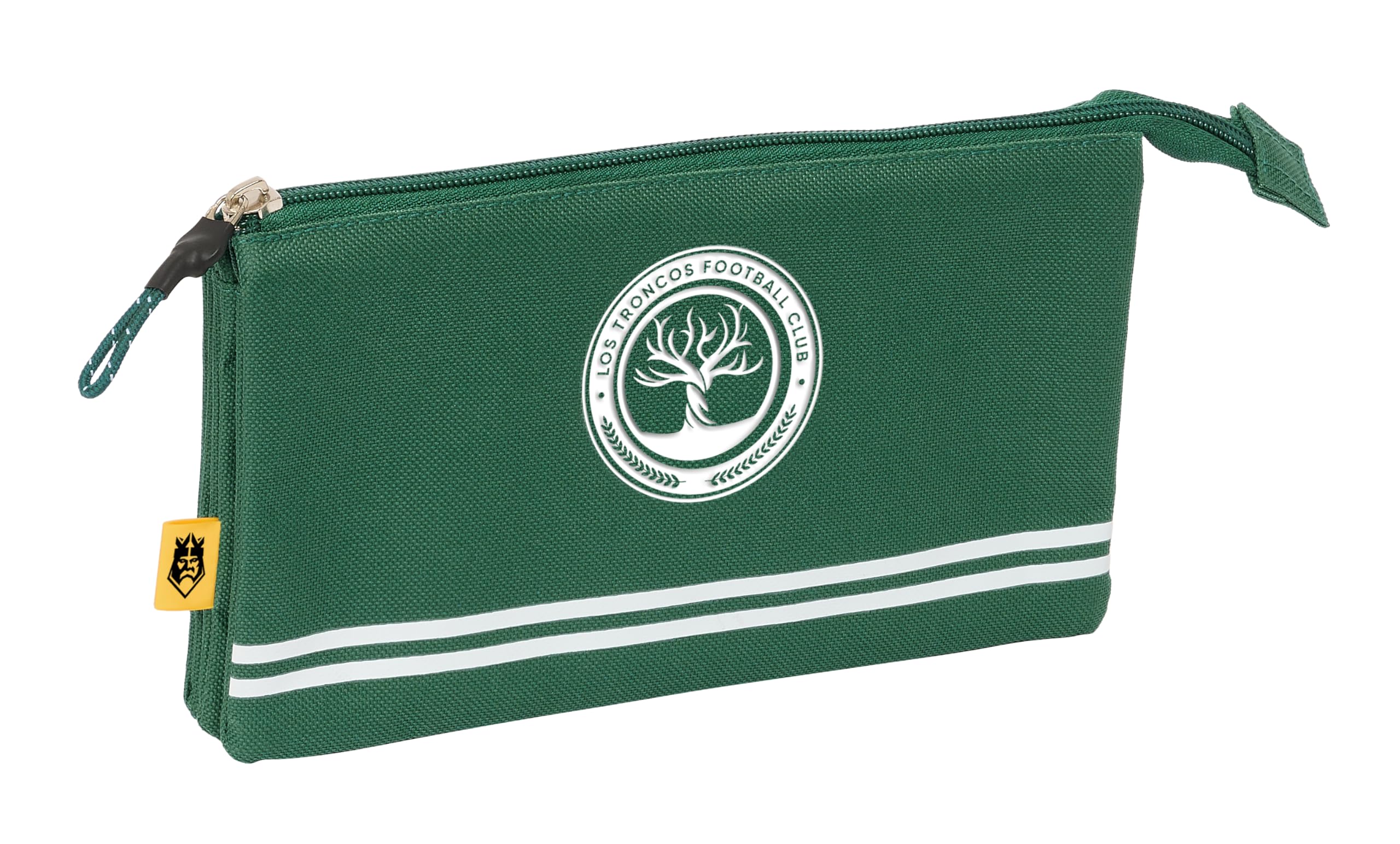 Safta Kings League Troncos – Triple Pencil Case, Children's Pencil Case, Ideal for School Age Children, Comfortable and Versatile, Quality and Resistance, 22 x 3 x 12 cm, Dark Green, Dark Green,