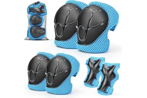 Kids Sports Protective Gear Set,6 PCS Knee Pads Elbow Pads Wrist Guard for 3-8 Yeasr Old Kids Skateboard Inline Roller Skatin