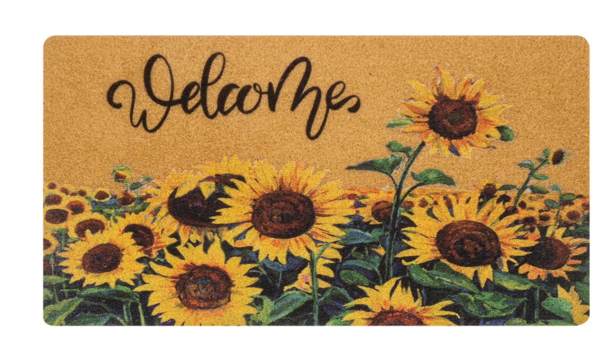 Photo 1 of (bagged) (used/fair) KorhLeoh Sunflower-Welcome-Entrance-Doormat Floral Spring-Summer Front-Door Coir Door Mat Non Slip Outdoor Mats 17" X 29"