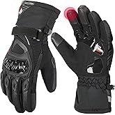 KEMIMOTO Winter Motorcycle Gloves, Rainproof Riding Warm Gloves with Touchscreen for Motorcycle Riding, ATV, UTV, Snowmobile Black L