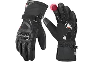 KEMIMOTO Winter Motorcycle Gloves, Rainproof Riding Warm Gloves with Touchscreen for Motorcycle Riding, ATV, UTV, Snowmobile Black L