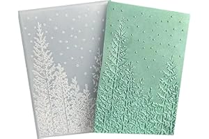 DIYology 3D Christmas Woodland Embossing Folders for Card Making,Wintery Forest Texture Plsatic Embossing Folder Template for DIY Paper Crafting Scrapbooking Polymer Clay Decoration