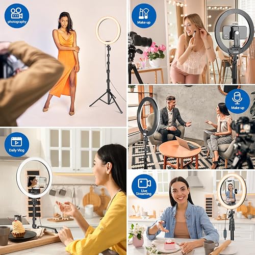 Aureday 14" Selfie Ring Light With 62" Tripod Stand Phone Holder