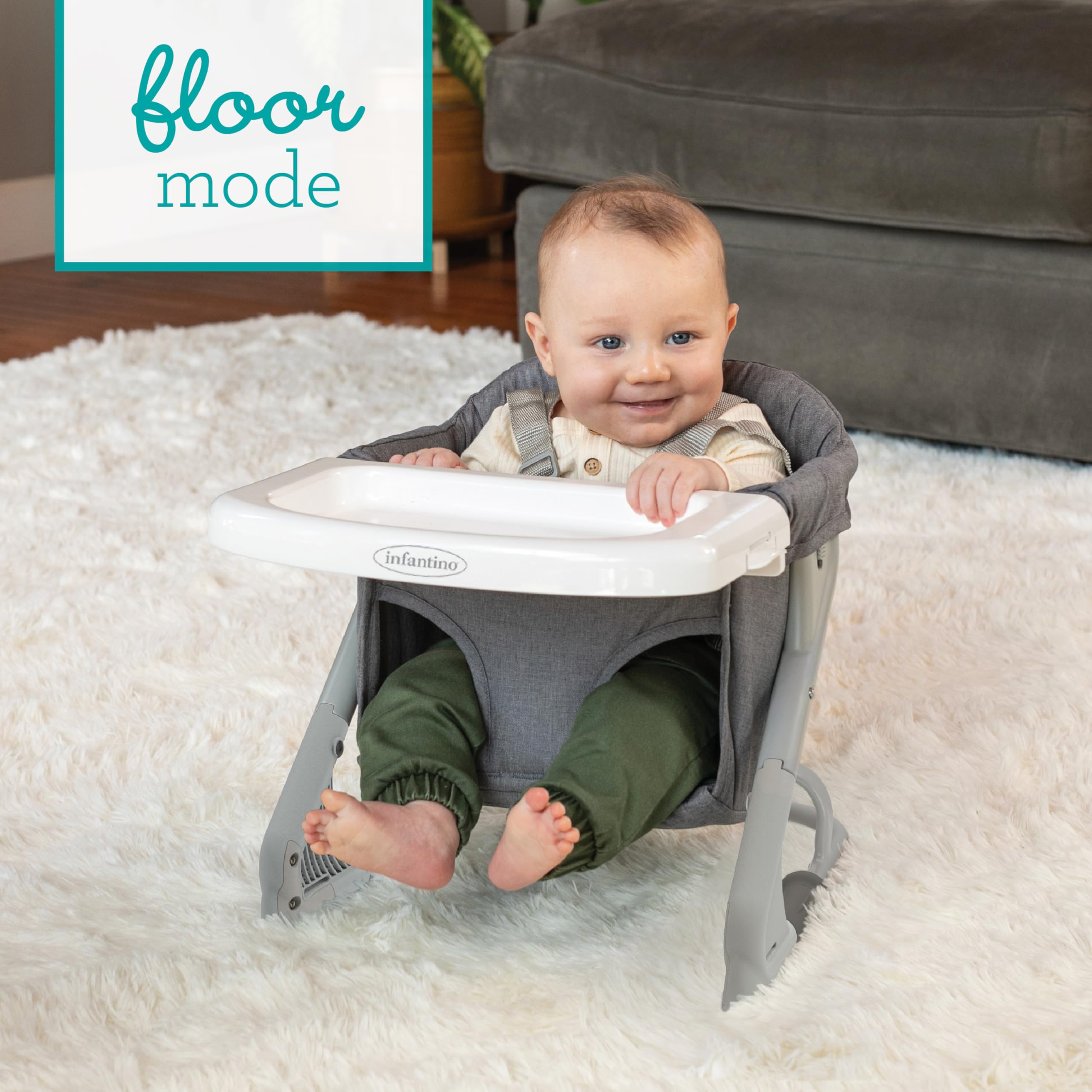 Infantino The Ultimate Travel Booster, Versatile and Travel-Friendly Booster, High Chair and Seat for On-The-Go Families, Gray