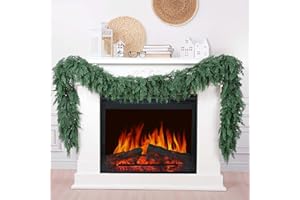 Hananona 9 FT Artificial Cedar Garlands, Real Touch Winter Cedar Pine Garland, Green Artificial Greenery Garland for Table, Mantle, Wall, Indoor, Outdoor Christmas Decorations (1, 9 FT)