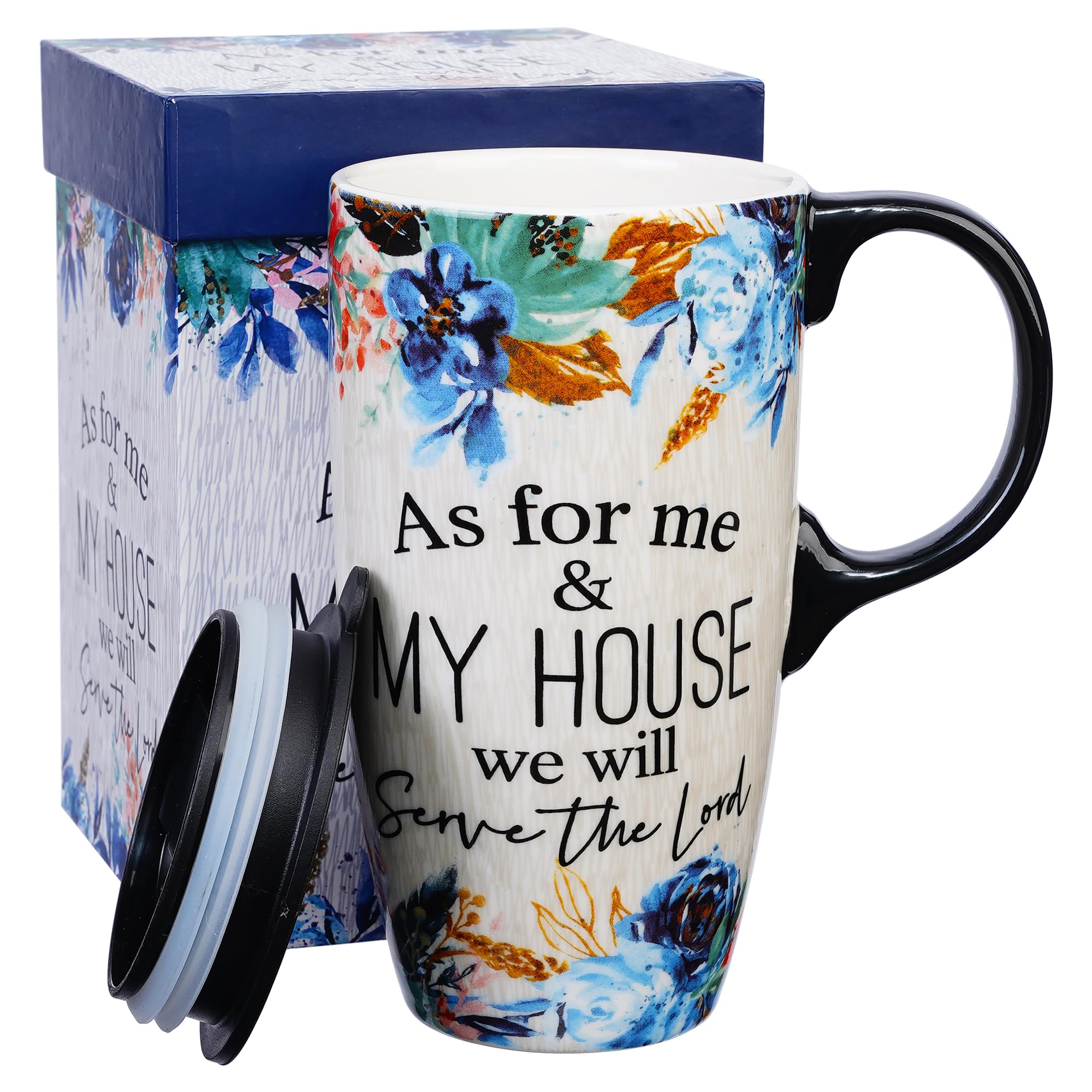 Topadorn Ceramic Coffee Travel Mug Latte Cup with Spill Proof Lid and Matching Gift Box, 17oz