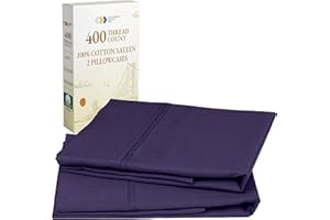California Design Den Standard Queen Size Pillowcase Set - 400 Thread Count, 100% Cotton Sateen, Set of 2 Pillow Covers, Soft and Breathable - Dark Purple