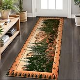 Bear Runner Rug 2x7, Rustic Washable Rug Runners for Hallways Non Slip | Soft Faux Wool Wildlife Kitchen Runner Rug Low Pile, Rustic Cabin Area Rugs for Bedroom Laundry Room Kitchen, Western Decor
