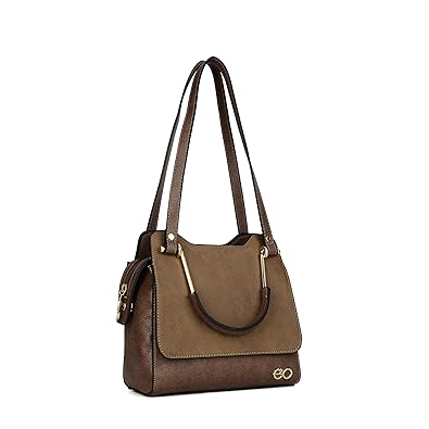 E2O Solid Brown Satchel With Long Belt
