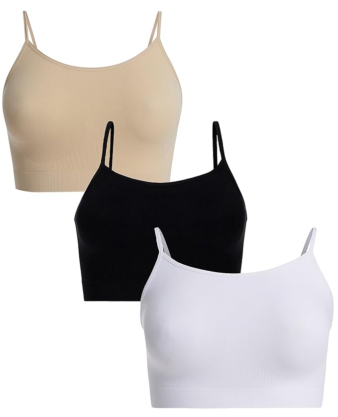 UnsichtBra Damen 3er Set Basic Wohlfühl BH Bustier ohne Bügel | Mehrpack Spaghettiträger Bralette