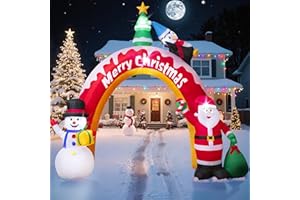 DAWDIX 10FT Christmas Inflatables Archway with Santa Claus, Snowman & Christmas Tree, Large Blow Up Outdoor Decorations with 5 LED Lights, Self-Inflate Christmas Arch for Yard Lawn Patio Holiday Decoration