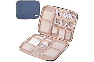 NISHEL Travel Cord Organizer Case,Tech Electronic Case, Travel Essentials for Charger, Cable, Phone, Hard Drive, USB, SD Card, Aegean-Blue