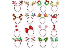 MGparty 16 pcs Christmas Headbands Christmas Parties Favors Decoration Supplies Xmas Gifts Photo Booth Xmas Tree Snowman Reindeer Antlers Santa Hat