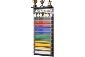 TL TONLOK 3 in 1 Karate and 10 Belts Taekwondo Belt Display Rack with Medal Hanger, Trophy/Photo Rack, and Felt Dustproof Design. (SO SHE DID, 10 Belts)