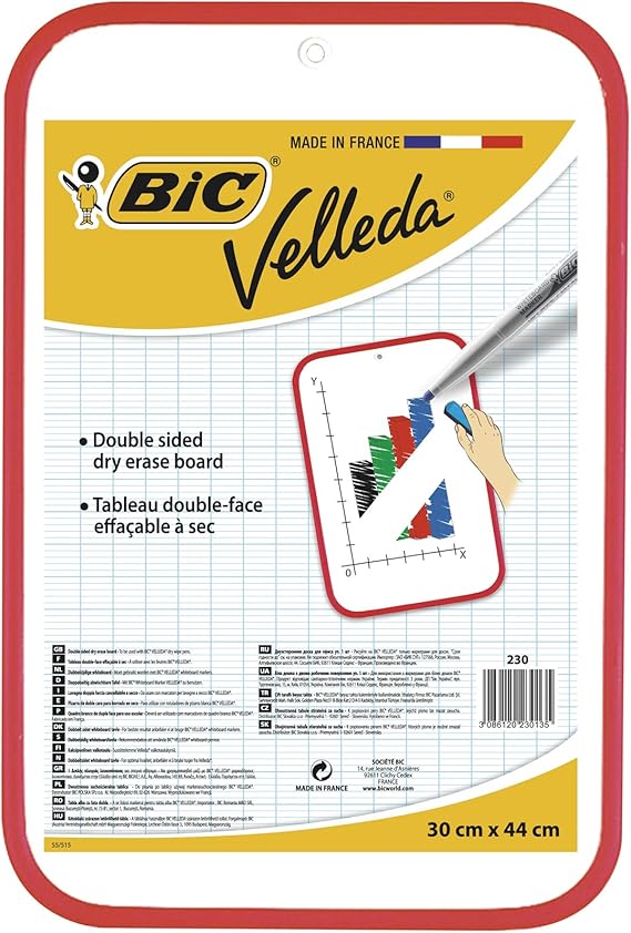BIC VELLEDA Dry Wipe White Board 30 x 44cm Doublesided board Amazon