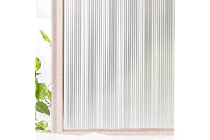 CottonColors Window Privacy Film 17"X 78", 3D Reeded Glass Window Film Decorative Window Film Heat Blocking Static Cling Non-Adhesive Fluted Glass Window Film