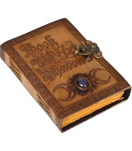 Darkhold Grimoire Book Of Shadows - 7x5 Inch Leather Spell Journal With 200 Pages For Witchcraft