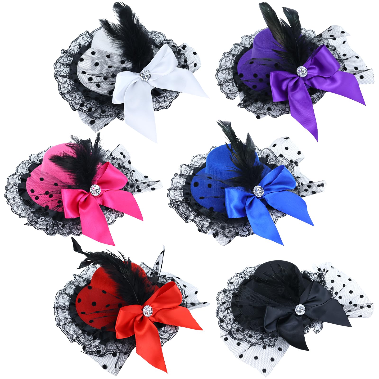 Photo 1 of (USED/FAIR) inSowni 6 Pieces Lace Feather Bow Fascinators Clip-on Tea Party Hats Flapper Headpieces Hair Accessories for Women Girls Teens