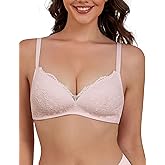 Far-free Women Lace Bras No Underwire Wireless Bra Sexy V Neck Bra Push Up Padded Comfortable Everyday Bralettes