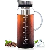 Aquach 51oz Cold Brew Coffee Maker, Borosilicate Glass Pitcher for Iced Tea | Dishwasher Safe, Family Size, Up to 2 Weeks Fresh Aroma, Refrigerator Fit, 304 Stainless Filter