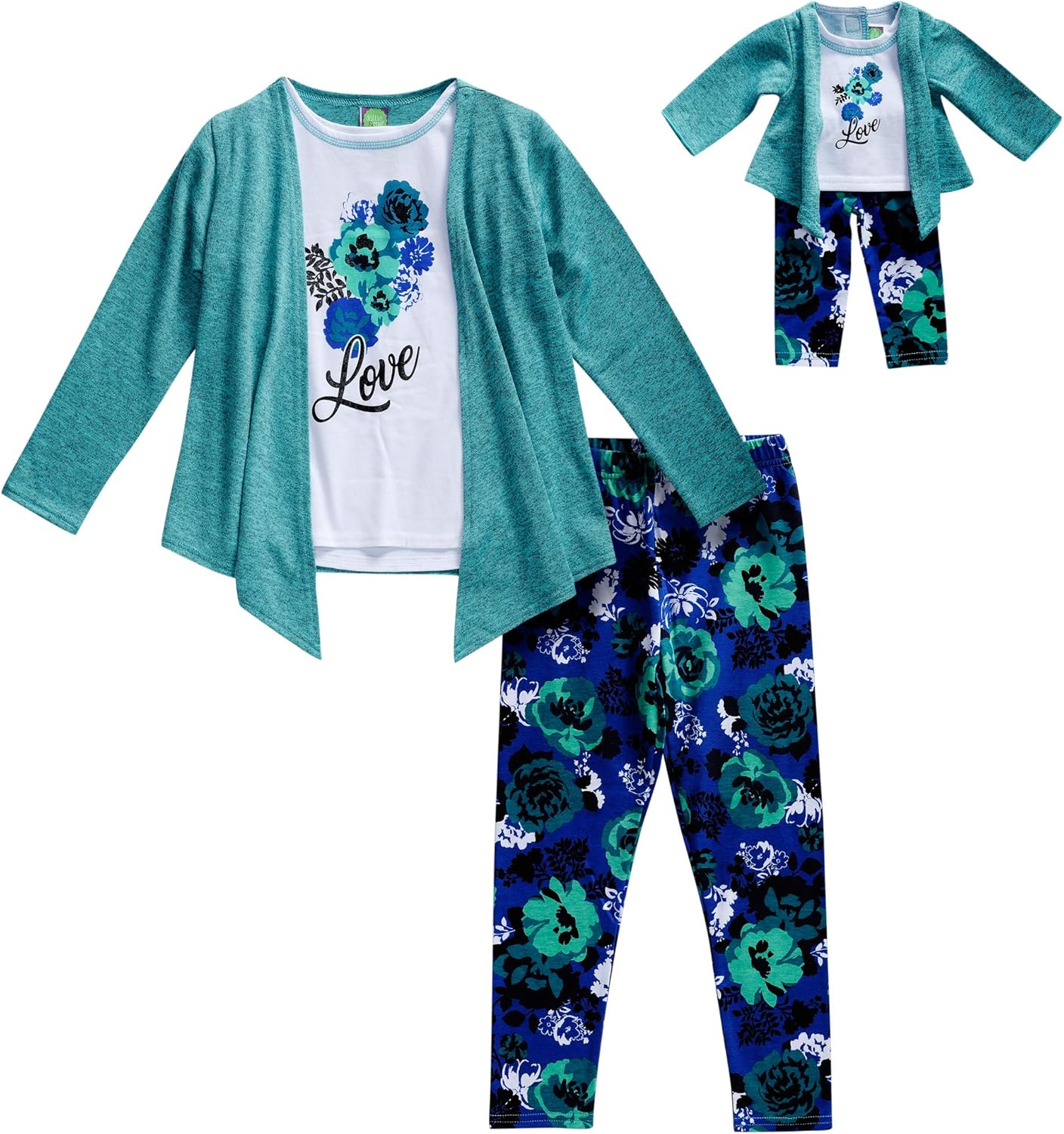 Dollie & Me Girls' 3 Pc Cozy Legging Set with Matching Doll