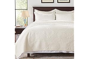Anluoer Quilts Queen Size Set-Cream Embossed, Bedspreads-Lightweight Summer Soft Microfiber Bedspread, Bedding Coverlet for All Seasons (1 Quilt, 2 Pillow Shams)