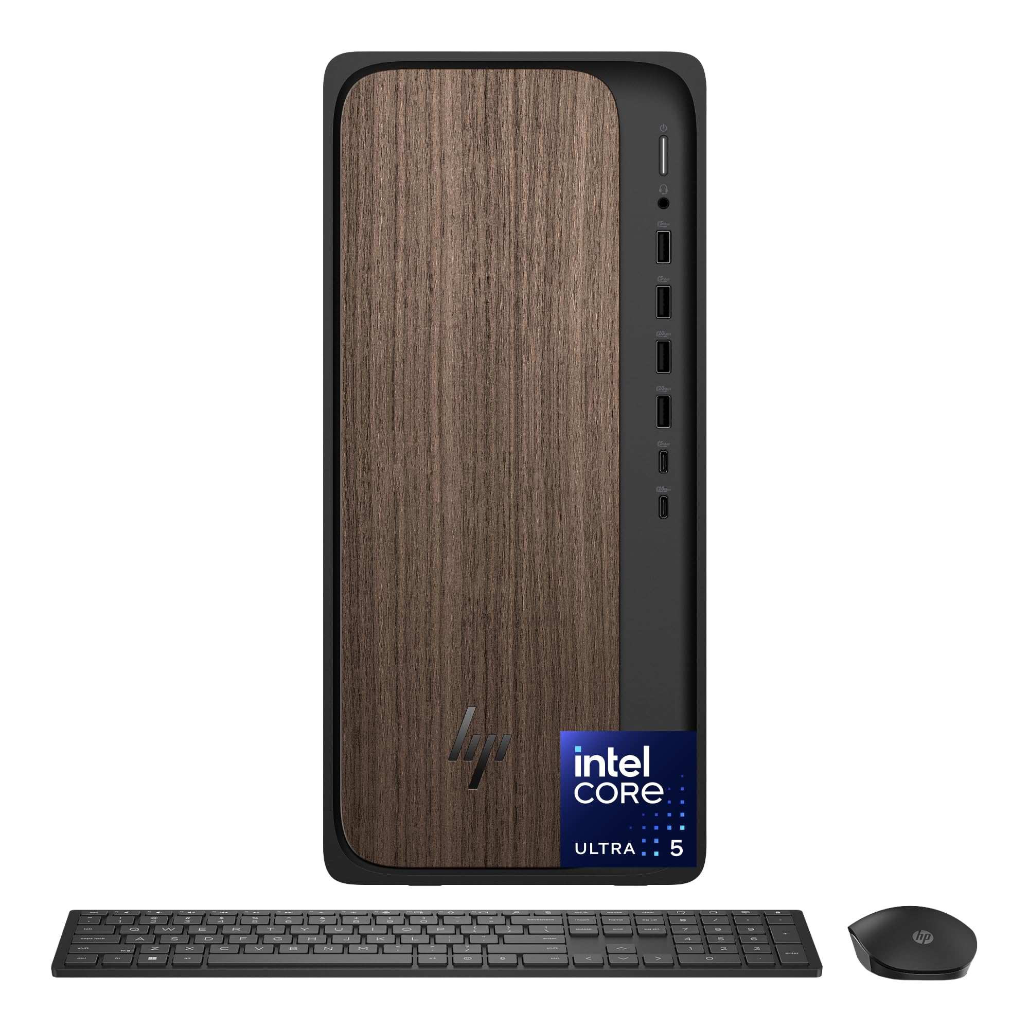 HP OmniDesk Desktop PC, Intel Core Ultra 5 225, 16 GB RAM, 512 GB SSD, Intel Graphics, Windows 11 Home, Microsoft Copilot, Dark Wood, M03-0010 (2025)