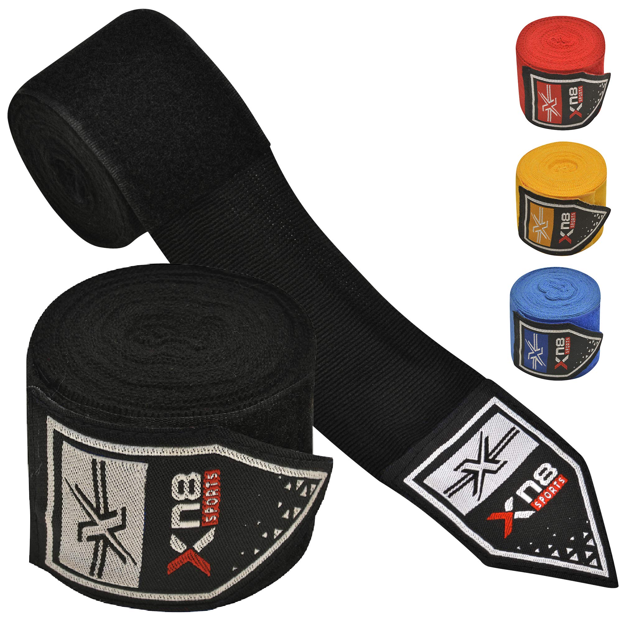 XN8 Boxing Hand Wraps - Inner Gloves Bandages for Punching - Ideal for MMA, Muay Thai, Kickboxing, Martial Arts Training Combat Sports - 4.5 Meter Elasticated Bandages under Mitts