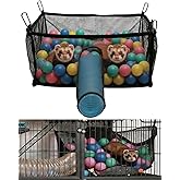 Ferret Ball Pit with 50 Pack Balls for Ferret Cage - Ferret Hammock for Cage Compatible with Tunnel System (Included 50 Pcs Ferret Toys Balls)