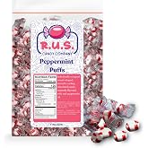 Soft Peppermint Candy Puff Individually Wrapped - 1 Pound Bulk Bag - Peppermint Candy individually wrapped Perfect peppermints candy mints for Christmas Parties Holiday Celebrations Office mints