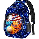 Baseball Backpack for Kids,School Bookbag Large Capacity Adjustable Bookbag Durable Lighting Multi Pockets School Bag Daypack Travel (Baseball)