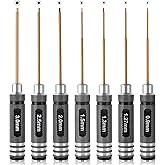 MDLHOBBY Professional RC Titanium Plated Ti Coated Hex Screwdriver Set - 7PCS Precision Hexagon Allen Kit (0.9-3.0mm) for RC Car, Drone, Helicopter, Durable RC Tool Kit